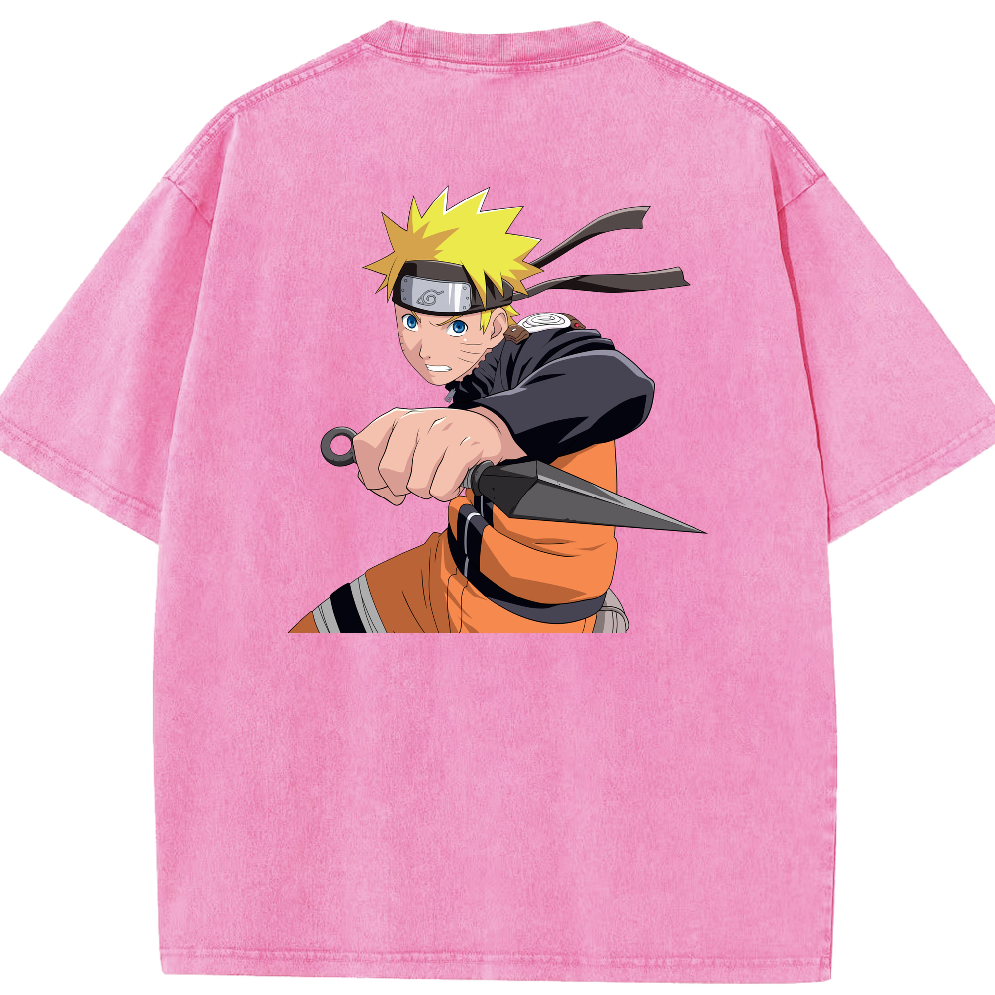 （画像用） NARUTO -ナルト- うずまき ナルト Uzumaki Naruto 綿100% ヴィンテージ風 半袖Tシャツ（背面プリント）